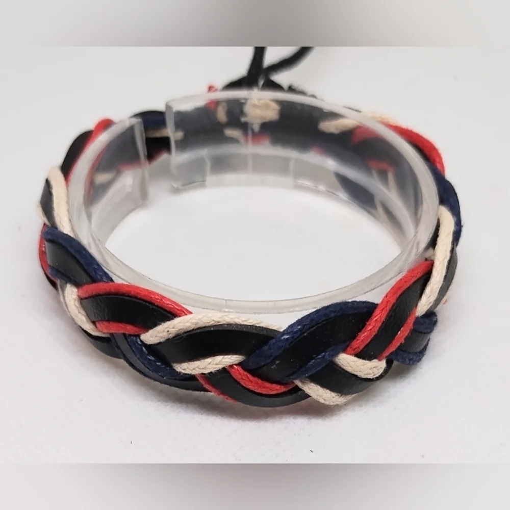 Men's‎ Bracelet Leather Braided Black NEW f35